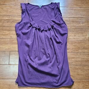 WILFRED XS Ruffled Neckline scoop tank top purple